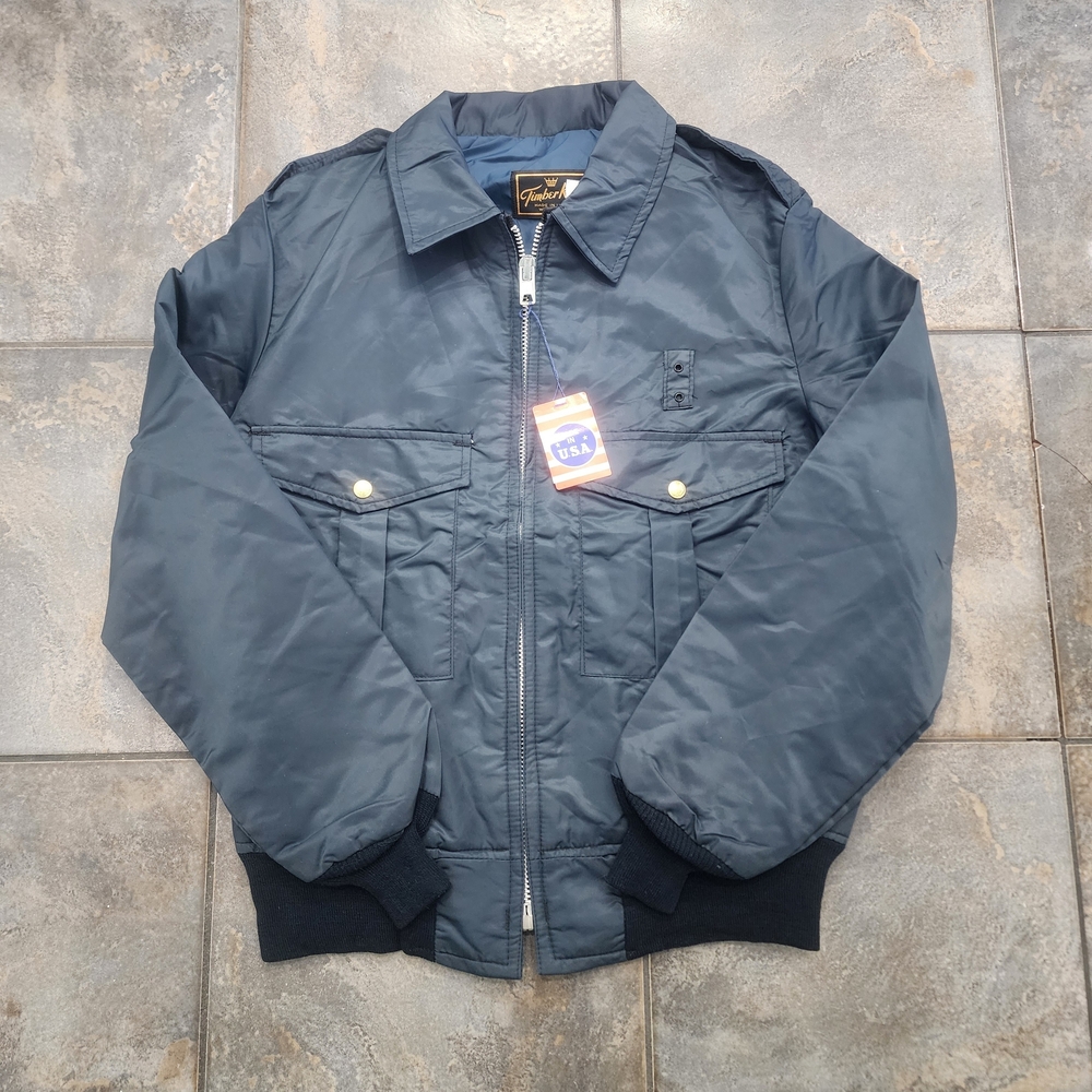 Vintage 80s Timber King Men's Medium Military Police Full Zip Bomber Jacket
